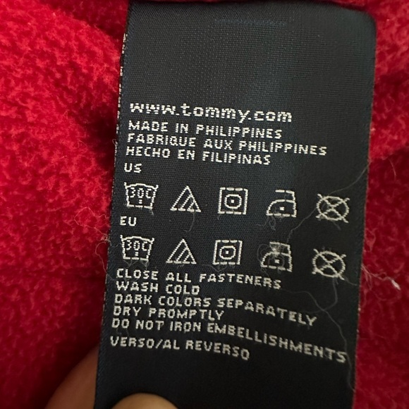 Tommy Hilfiger Boys Youth Navy Blue and Red Puffer Winter Jacket with Hood Sz. 5 - Picture 7 of 11